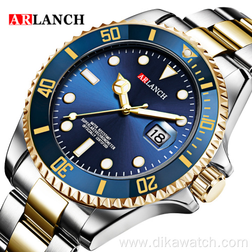 ARLANCH A306 New Water Ghost Series Classic Green Dial Luxury Men Not Automatic Watches Stainless Steel Waterproof Quartz Watch